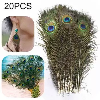 20 шт./упак. настоящее павлинье перо длинный хвост 10-12 дюймов для ювелирных изделий ручной работы DIY зелёный