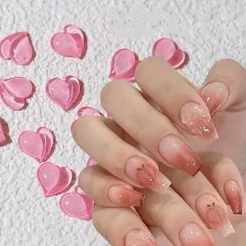 20 шт./упак. подвески для ногтей трехмерный искусственный хрустальный камень многоцелевой декоративный устойчивый к падению DIY смола прекрасный персиковый сердечко для ногтей