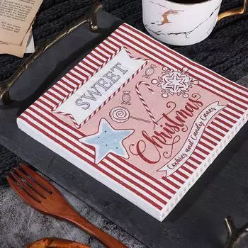20 шт./упак. Рождественская серия печатных бумажных одноразовых салфеток для стола, украшения для рождественской вечеринки 20pcs