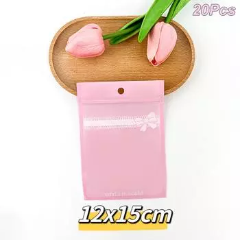 20 шт./упак. симпатичные пакеты с бантом, многоразовые пакеты, самозапечатывающиеся пакеты с замком для ювелирных изделий своими руками, розничная упаковка, дисплей 8x12cm