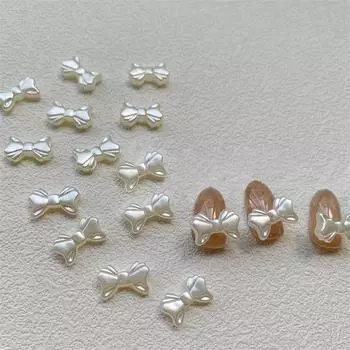 20 шт./упак. жемчужно-белые ретро-французские простые банты для нейл-арта, элегантные нежные 3D-банты из смолы, аксессуары для нейл-арта своими руками