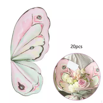 20 шт. упаковочной бумаги для цветов, цветочная бумага для букетов, крыло бабочки 56x50 см, флорист pink black