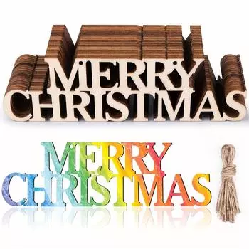 20 шт. Веселых рождественских неокрашенных деревянных поделок, деревянных вырезок, подарочных бирок, деревянных букв, украшений для рождественской вечеринки