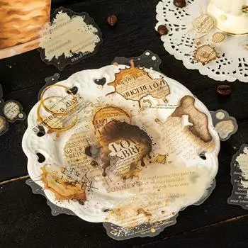 20 шт. Винтажные наклейки, следы кофе, журнал для самостоятельного скрапбукинга, школьные принадлежности, коллаж, канцелярские наклейки