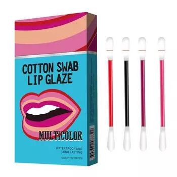 20 шт., ватный тампон, блеск для губ с коробкой, наборы водостойких татуировок, жидкие помады, питательные, долговечные A2