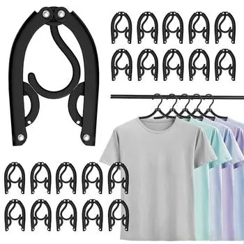 20 шт. вешалок для путешествий, портативная складная вешалка для путешествий, органайзер, пластиковые аксессуары для круизных судов, вешалка для одежды первой необходимости чёрный