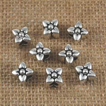 20 шт. винтажные цветочные свободные бусины-разделители DIY ювелирный аксессуар античное серебро