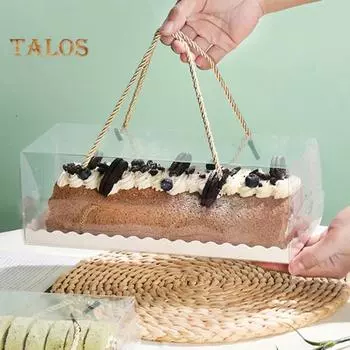 20 шт. водонепроницаемые маслостойкие контейнеры для тортов из ПЭТ, удобные прозрачные дизайнерские контейнеры для тортов, поставка в ресторан белый