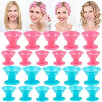 20 шт., волшебные бигуди, роликовые силиконовые мягкие резиновые волшебные бигуди, зажим для сна, стайлер для сна, уход за волосами, женские инструменты для укладки «сделай сам» 20pink