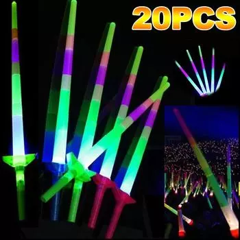 20 шт. выдвижной светодиодный фонарь мигающие светящиеся палочки палочки игрушки светодиодные украшения красочные безопасные украшения для вечеринки и свадьбы 1PCS