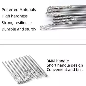 20 шт. высококачественных твердосплавных вращающихся напильников из вольфрамовой стали, набор шлифовальных головок, одинарное или двойное зерно, высокоскоростная фреза 3 мм