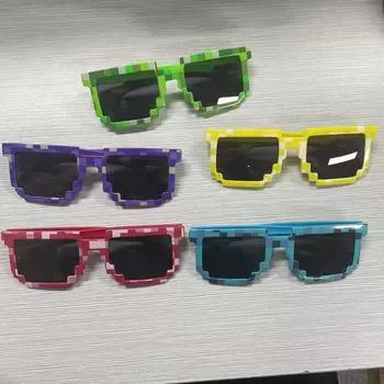 20 шт. забавные солнцезащитные очки с двумерным пиксельным узором, очки в стиле ретро для геймера, день рождения