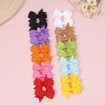 20 шт. Заколки для волос для маленьких девочек однотонные полностью на подкладке 2 маленькие бантики для волос зажимы-аллигаторы элегантные детские аксессуары для волос