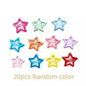 20 шт. Заколки для волос для маленьких девочек, случайного цвета, со звездочками, разноцветные, детские аксессуары для волос, украшение для укладки
