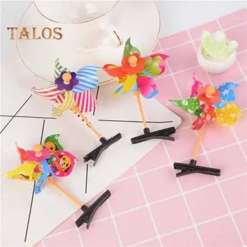 20 шт. заколки для волос мультяшный плюшевый утенок в форме ветряной мельницы декор эластичный весенний противоскользящий легкий детский инструмент для украшения волос детский аксессуар для волос C