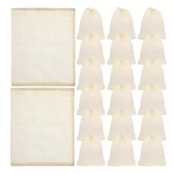 20 шт., затягивающийся шнурок, пакетики для приготовления супа, пакетики для специй, чай, свободное сито, бежевый, пустой, для приправы к рагу 16.00X13.00X0.10CM