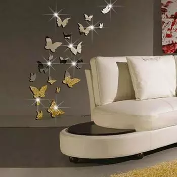 20 шт. зеркальная наклейка 3D отраженная самоклеящаяся водонепроницаемая настенная живопись с яркими бабочками для дома серебряный
