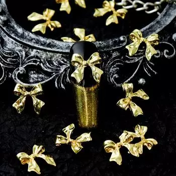 20 шт. Золотые металлические ленточные банты для дизайна ногтей Kawaii 3D украшения для ногтей аксессуары летние DIY маникюрные дизайны принадлежности детали
