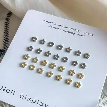 20 шт., золотые серебряные цветочные аксессуары для ногтей, изысканный сплав, полые пять лепестковых цветов, стразы для дизайна ногтей, украшения, маникюрные подвески золотой