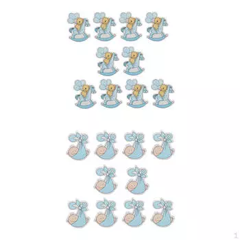 20 штук деревянных украшений для украшения детского душа синего цвета