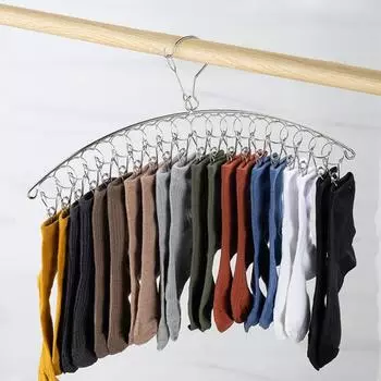 20 штырей из нержавеющей стали для сушки одежды, ветрозащитная вешалка для одежды, зажимы для носков, вешалка для белья, держатель для носков серебряный