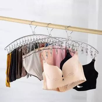 20 штырей из нержавеющей стали, ветрозащитная вешалка для одежды, прищепки для нижнего белья, носков, держатель для вешалок для белья светло-серый