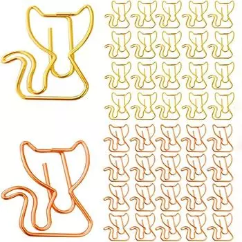 20 скрепок в виде кошек, милые мини-скрепки в форме кошек золотистого и розового золота, забавные скрепки в форме маленьких животных, закладка, план-зажим A