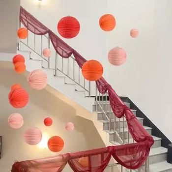 20 см гофрированный бумажный фонарь-гармошка круглый оригами фонарь свадьба день рождения вечеринка розы красного