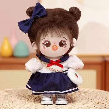 20 см хлопковая плюшевая кукла девочка может менять платье и одеваться как звезда кукла подарить девочке подарок на день рождения 20cm (no skeleton)