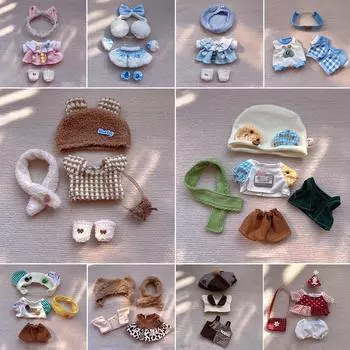 20 см хлопковый комбинезон для кукол, мультяшная плюшевая кукла, сменный наряд, платье, аксессуары для игрового дома, мини-одежда 15