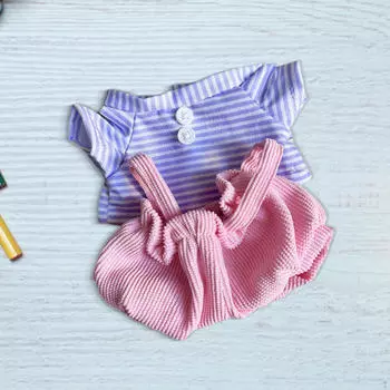 20 см Кукольная одежда Милый топ и брюки Костюм для подарков на День благодарения Сделай сам Поделки розовый