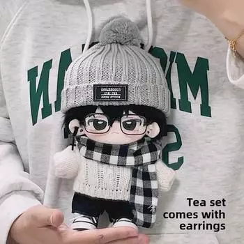 20 см кукольная одежда серая шерстяная шляпа крутой художественный стиль костюм хлопковая кукольная одежда толстое тело можно носить фанаты детские куклы милые подарки fits 20cm doll