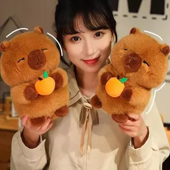 20 см Милые яблочные плюшевые игрушки-капибары для животных, кукла, креативные мультяшные мягкие куклы, кавайный декор комнаты, изысканные подарки на день рождения One size