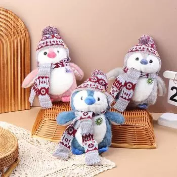 20 см милый пингвин носить шапку и шарф плюшевые игрушки мягкая игрушка пингвин спящая подушка домашний декор подарок на день рождения год синий