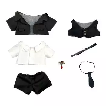 20 см плюшевая одежда костюм куртка белая рубашка шорты жилет галстук пояс аксессуары нарядная хлопковая кукольная одежда (черный)