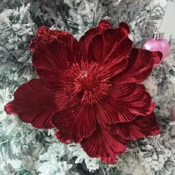 20 см Рождественское украшение Искусственные цветы магнолии Рождественское украшение на елку Нефритовая орхидея Рождественский цветок розовый