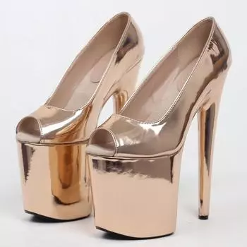 20 см сексуальные женские туфли туфли с открытым носком туфли-лодочки для вечеринок и клуба на платформе туфли на высоком каблуке туфли для стриптиза большие размеры 35 золотой