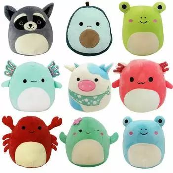 20 см Squishmallow плюшевые игрушки детский подарок мягкая игрушка дети Squishmallows пасхальный динозавр кошка краб плюшевые cow black and white