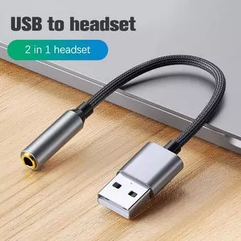 20 см USB звуковая карта USB к 3,5 мм аудио адаптер для наушников внешняя звуковая карта серый