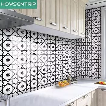 20 см x 20 см черный цветок кухня маслостойкая наклейка водонепроницаемая самоклеящаяся высокая термостойкость обои вытяжка шкафа огнестойкая наклейка на стену 20CM*20CM