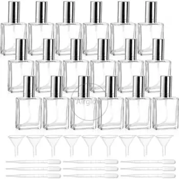 20 стеклянных флаконов-распылителей с мелким туманом, многоразовый мини-флакон для духов емкостью 15 мл, пустой флакон-распылитель для духов с капельницей и воронкой 15ml&20PCS