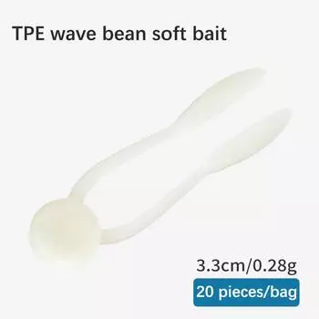 20 стержневых червей, загруженных мягкой наживкой для плавающей подводной лодки длиной 3,3 см, биомим с черной ямой белый