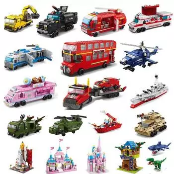 20 стилей, 1000 шт., модель автомобиля, строительные блоки, городской автомобиль, автобус, машина скорой помощи, кирпичи, строительная игрушка для детей