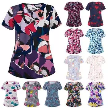 20 стилей, хирургический халат, рабочая форма медсестры с v-образным вырезом, футболка с короткими рукавами, блузка