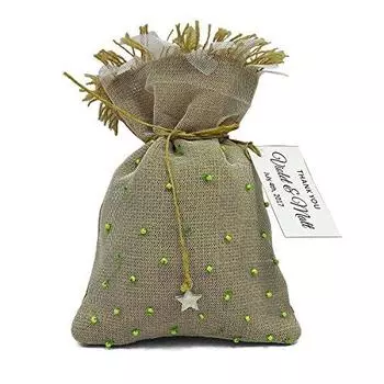 20 сумок для свадебных подарков, деревенские маленькие мешочки из мешковины с персонализированными бирками, сумка для подарков на вечеринку на шнурке 4 x6.5 зелёный
