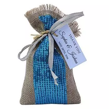20 свадебных благодарственных мешочков, маленькие мешочки из мешковины, деревенские мешочки для вечеринок, мешочки на шнурке с индивидуальной биркой 4 x6.5 4 X 6.5 синий