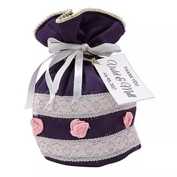 20 свадебных мешков с благодарностью, маленькие сумки из мешковины, деревенские сумки для вечеринок, сумки на шнурке с пользовательской биркой 4 x 6,5 20 Bags фиолетовый