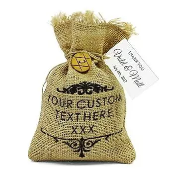 20 свадебных мешочков из мешковины в деревенском стиле с персонализированным текстом и фирменными бумажными бирками, подарочный пакет на завязке, свадебный праздничный мешок 4 x6.5 коричневый