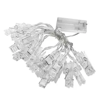 20 светодиодная фотогирлянда 9,84 фута теплая для развешивания фотокарточек, произведений искусства, для украшения двора в помещении и на открытом воздухе бежевый