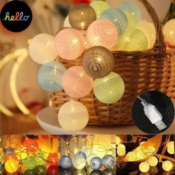 20-светодиодная светодиодная гирлянда для комнаты, ватный шарик, световая цепочка, сказочные светодиодные фонари, украшение для дня рождения (USB-разъем) 2.2M 20 Led